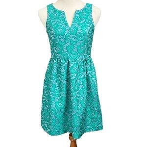 Anthropologie 4C Blue/Green Floral Textured Dress Size 2